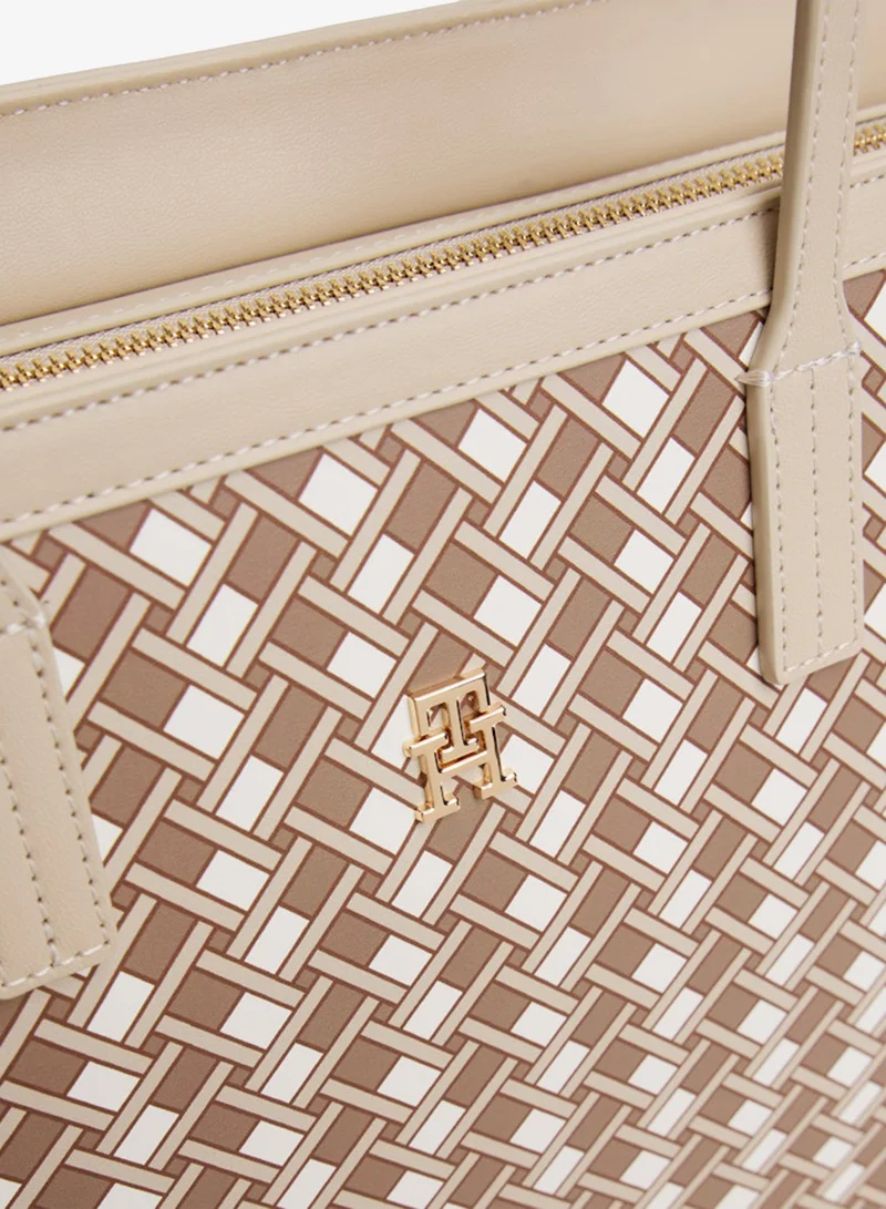 Tommy Hilfiger Beige Allover 01 Print Tote Bag for Women | Best Price UAE